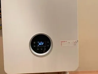Combi boiler display ready for a gas safety check